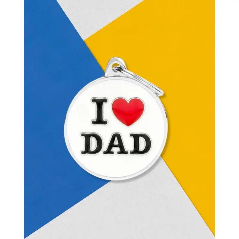 I Love Dad Custom Circle Pet ID Tag