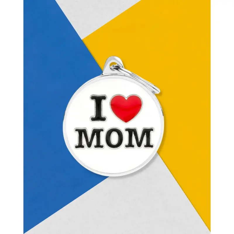 I Love Mom Custom Circle Pet ID Tag