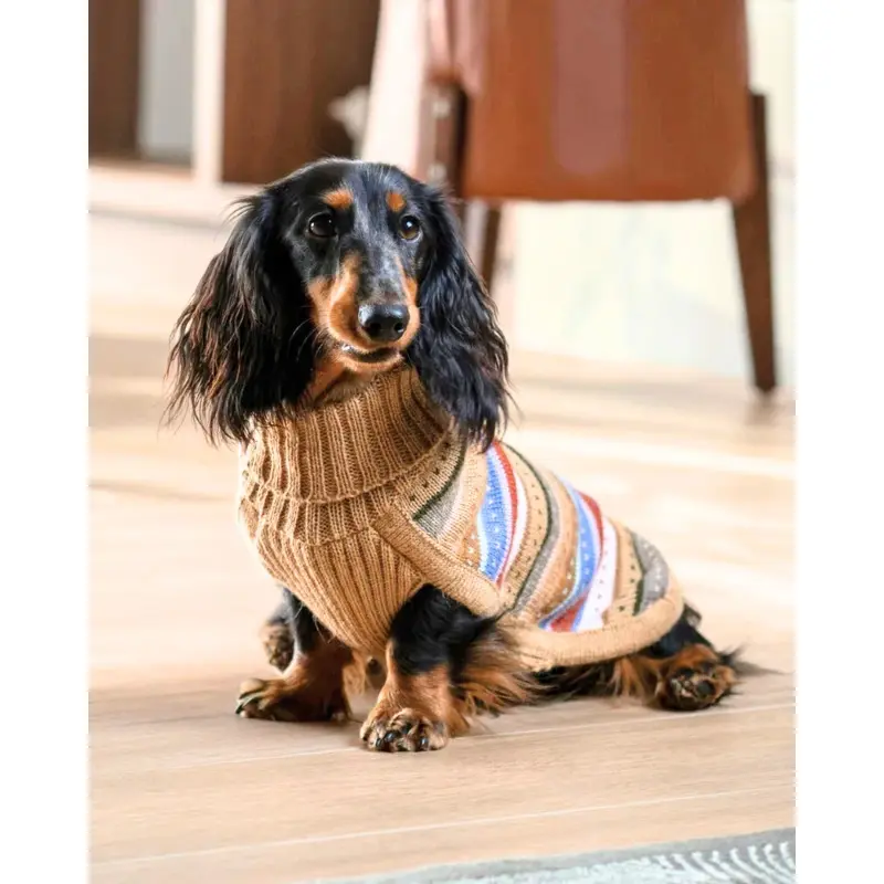 Earthy Stripes Alpaca Dog Sweater