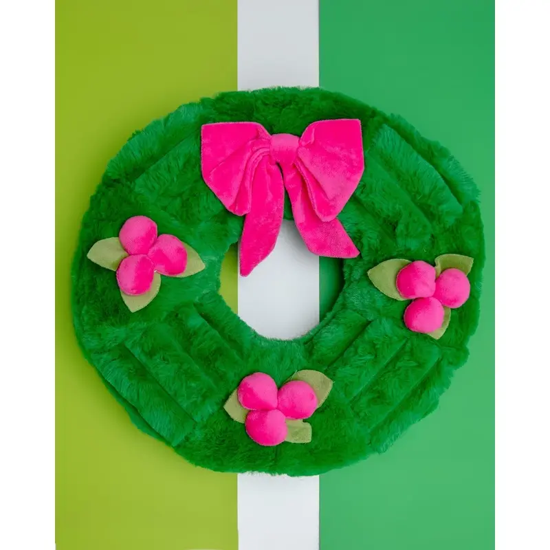 Sweet Holly Berry Wreath Squeaky Plush Dog Toy (15") (FINAL SALE)