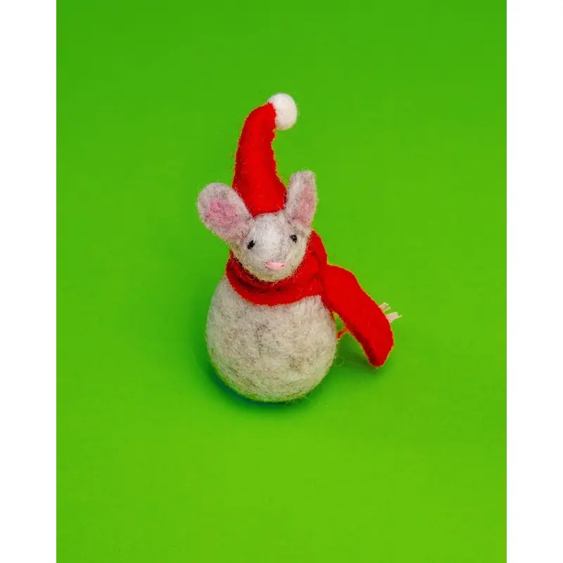 Christmas Mouse Wool Cat Toy