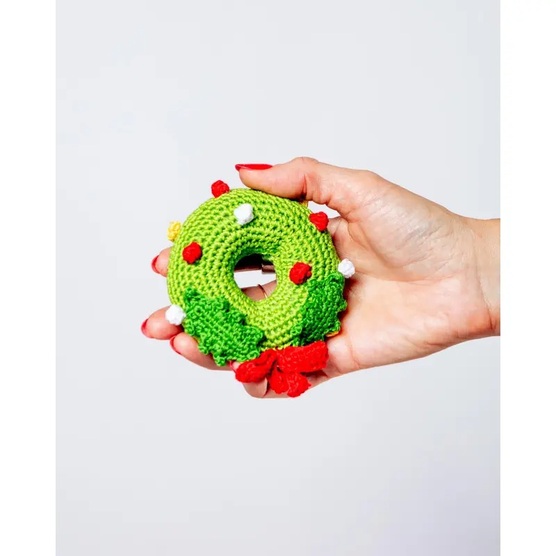 Christmas Wreath Organic Knit Dog Toy