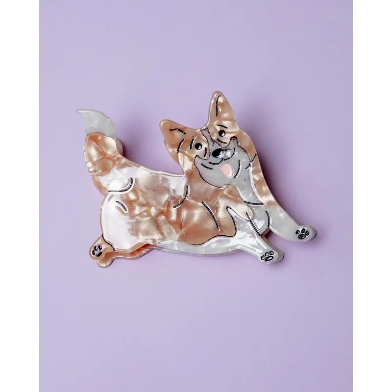 Hand Painted Corgi Hair Clip