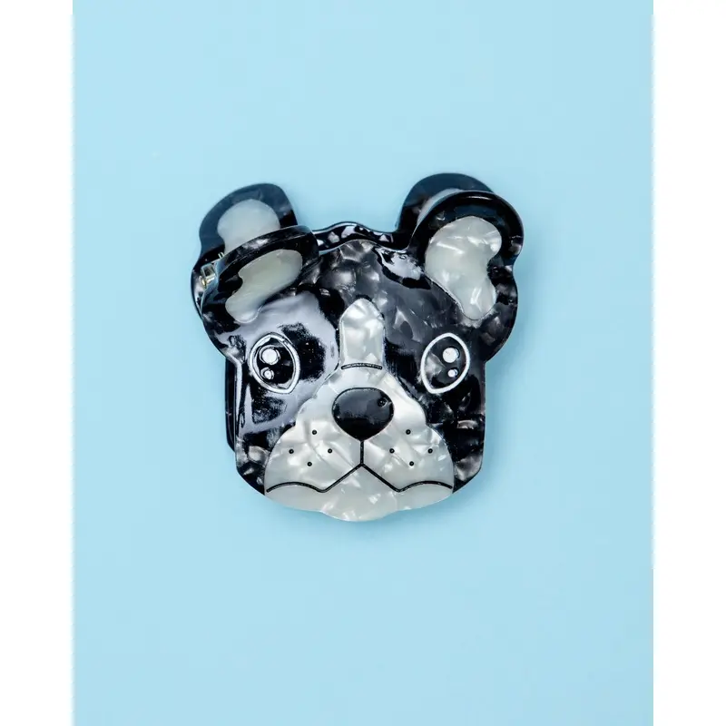 Hand Painted Frenchie Face Hair Clip