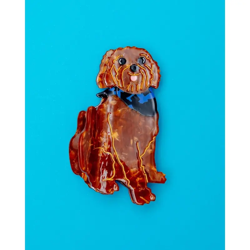 Hand Painted Goldendoodle Hair Clip