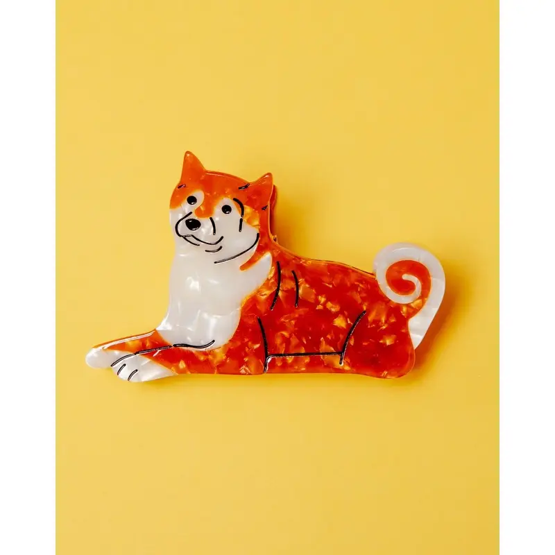 Hand Painted Shiba Inu Hair Clip