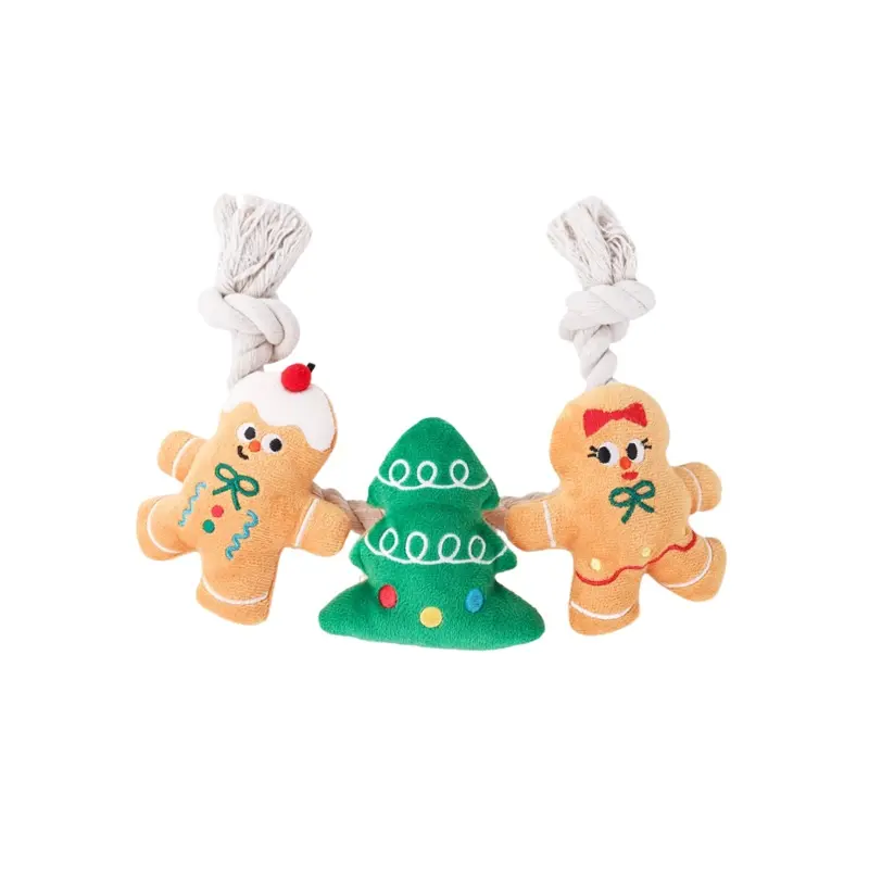 Happy Woofmas Holiday Gingerman Man Squeaky Dog Toy