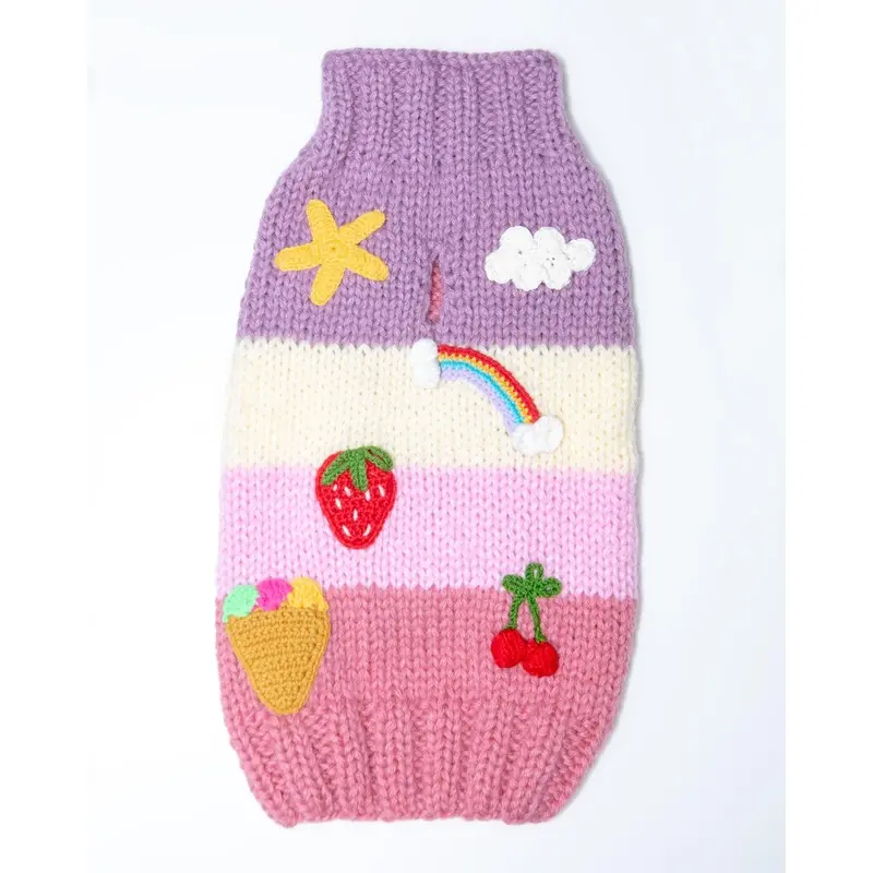 Tutti Fruity Fruits Handknit Dog Sweater