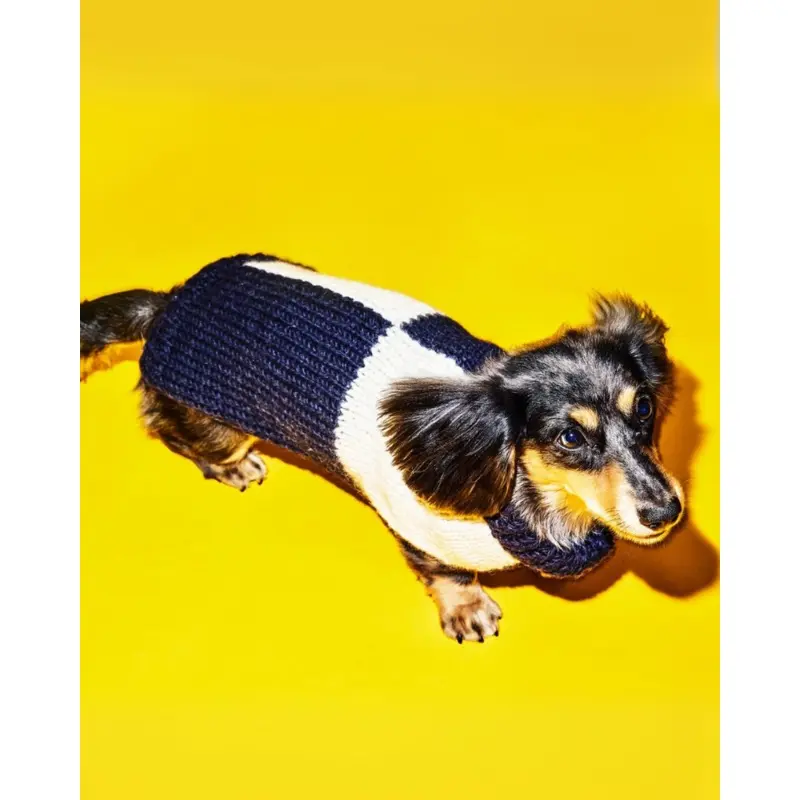 Hand Knit Checkered Wool Dog Sweater (Navy & White) (FINAL SALE)
