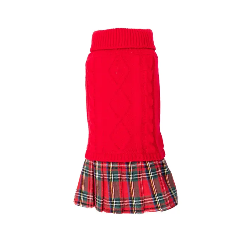 Perfectly Plaid Turtleneck Sweater Dog Dress (FINAL SALE) (FW24LO)