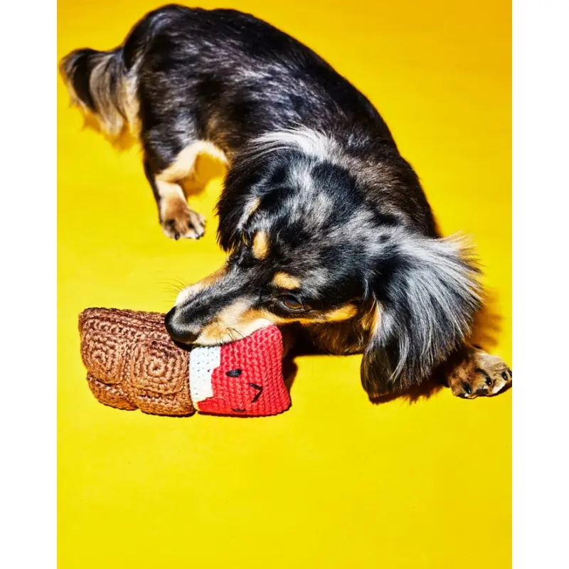 Cotton Crochet Chocolate Squeaky Dog Toy