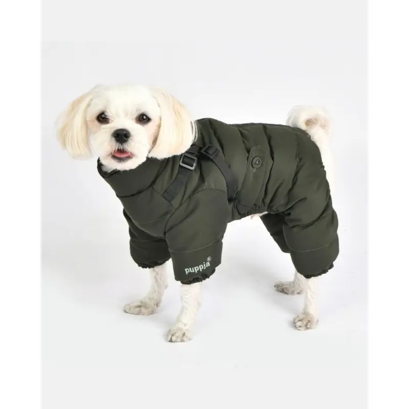 Ultralight Soft Dog Puffer Onesie with Harness in Green (FINAL SALE) (FW24LO)