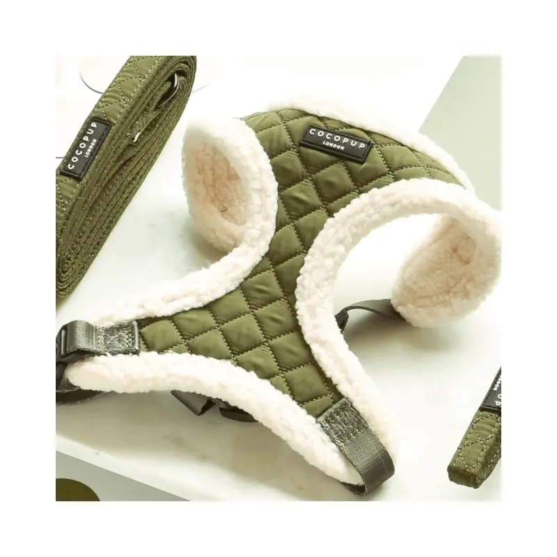 Quilted Adjustable Dog Harness in Khaki