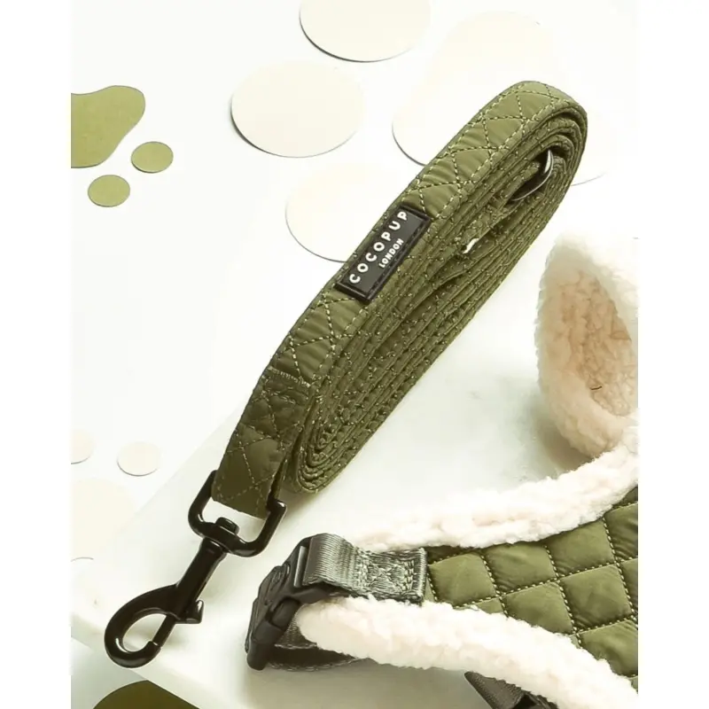 Quilted Dog Leash in Khaki (5ft)