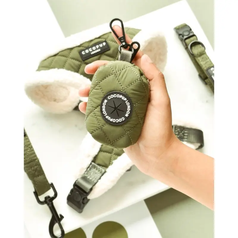 Quilted Poop Bag Holder in Khaki