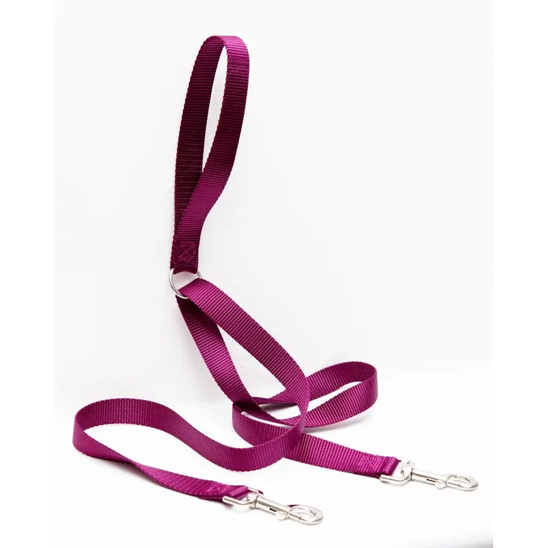Double Clip Training Leash in Burgundy (Made in the USA)