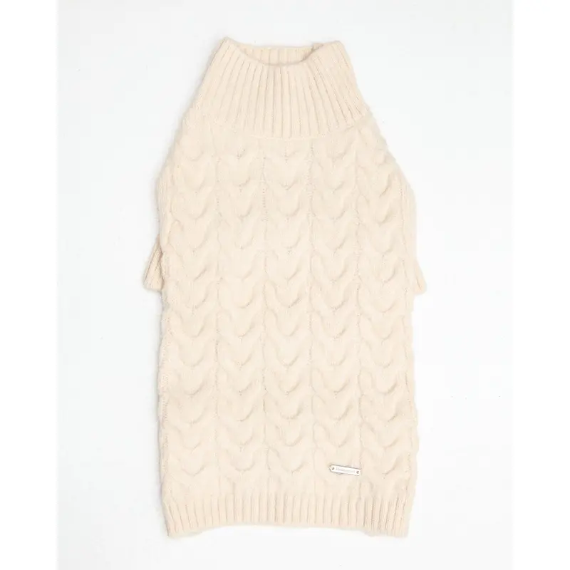 Fuzzy Knit Dog Turtleneck Sweater in Ivory