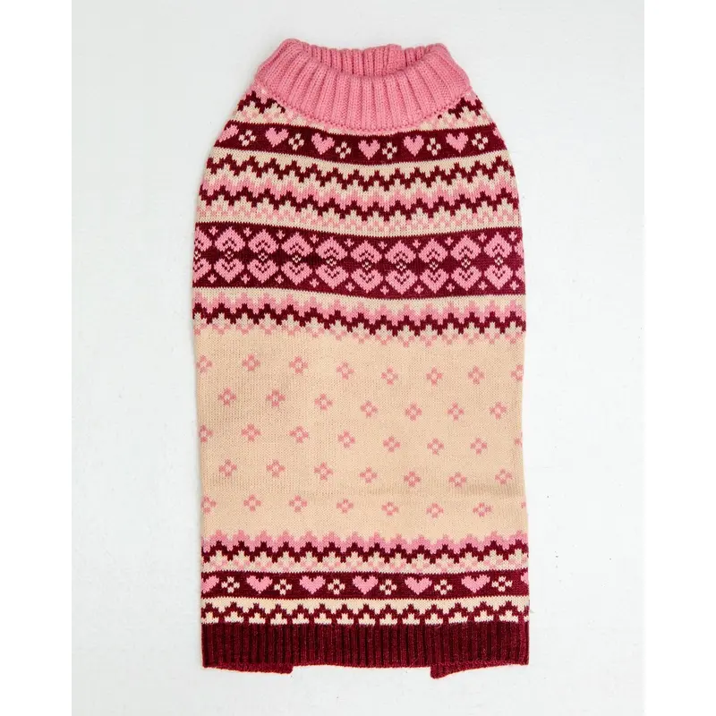 Hearts Fair Isle Dog Turtleneck Sweater (FW24LO)