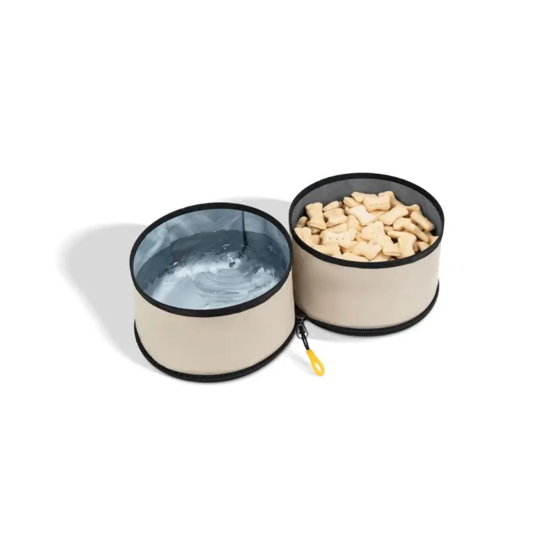 Superbowl Double Dog Travel Bowl in Con Leche