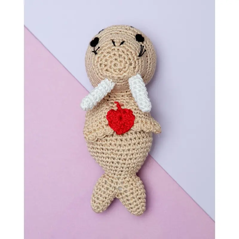 Walter the Walrus Organic Cotton Knit Dog Toy