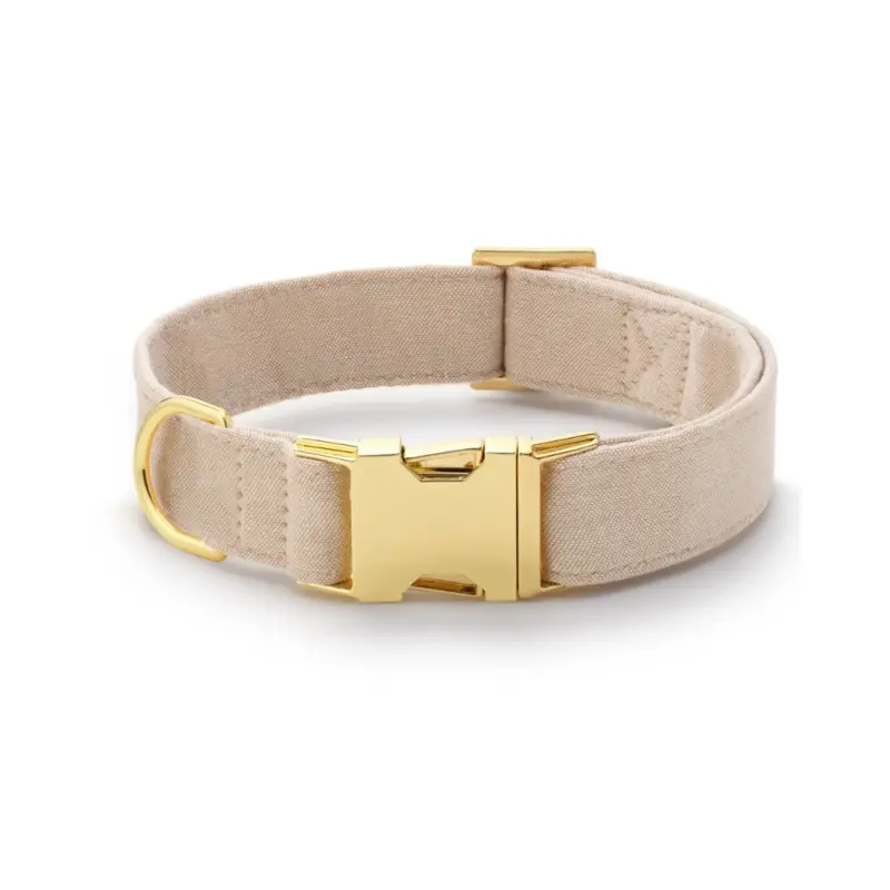 Cotton Dog Collar in Flax (Made in the USA)