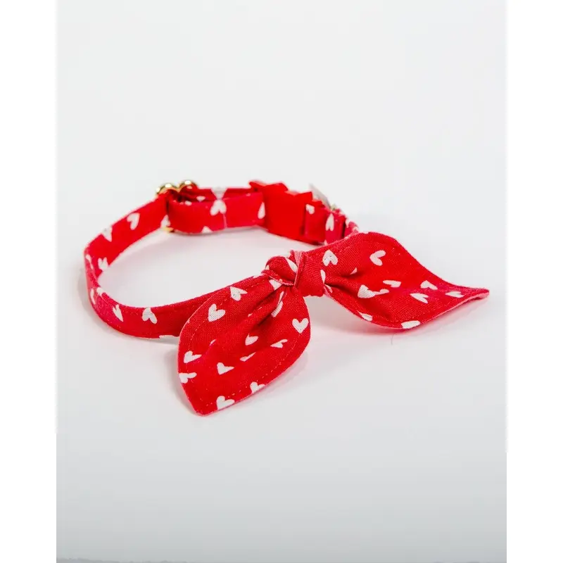 Red Hearts Cat Collar with Bunny Ears (Made in the USA)