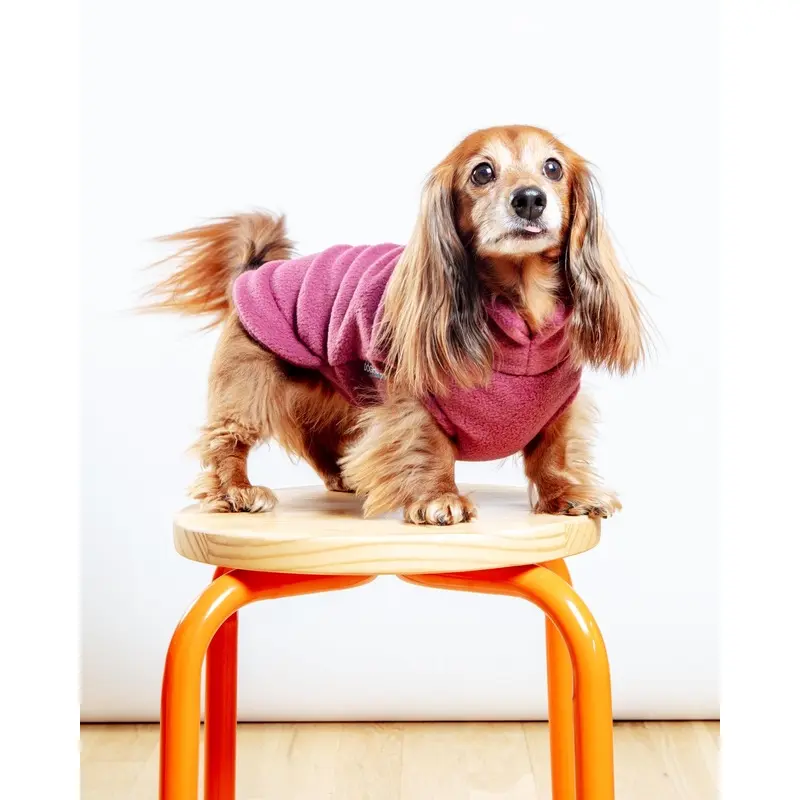 Dachshund Fleece Jumper in Dusty Rose (Made in the UK)