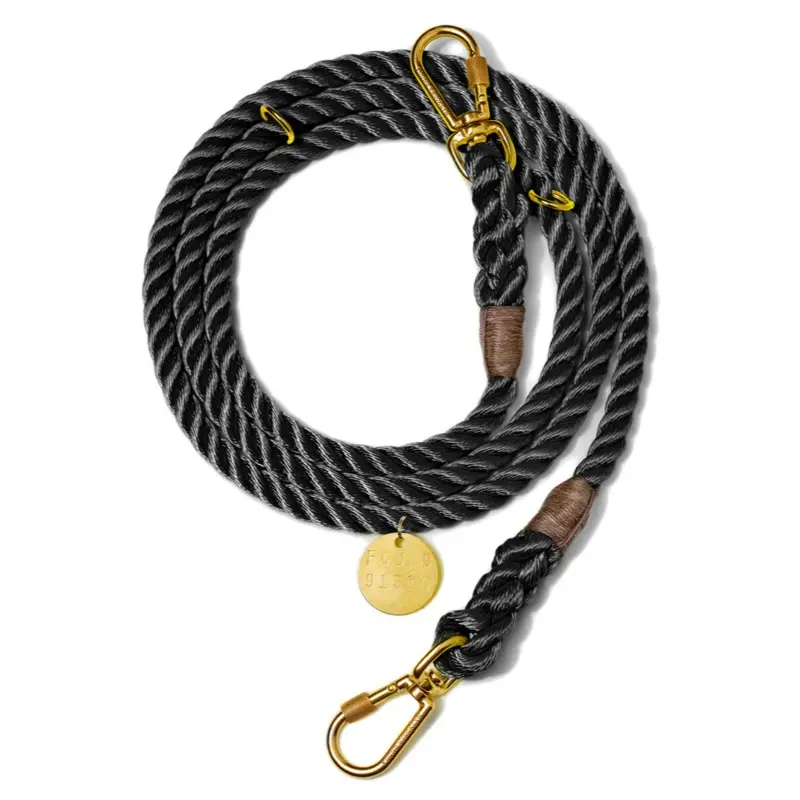 Adjustable Rope Dog Lead in Black (Made in the USA)