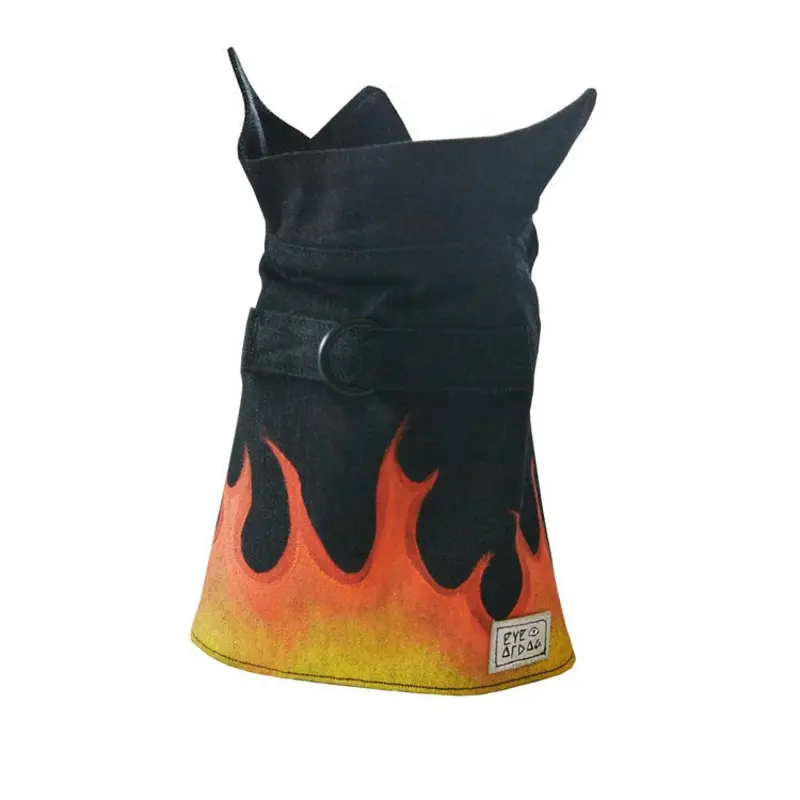 EYE OF DOG | Flames Vest in Black Denim