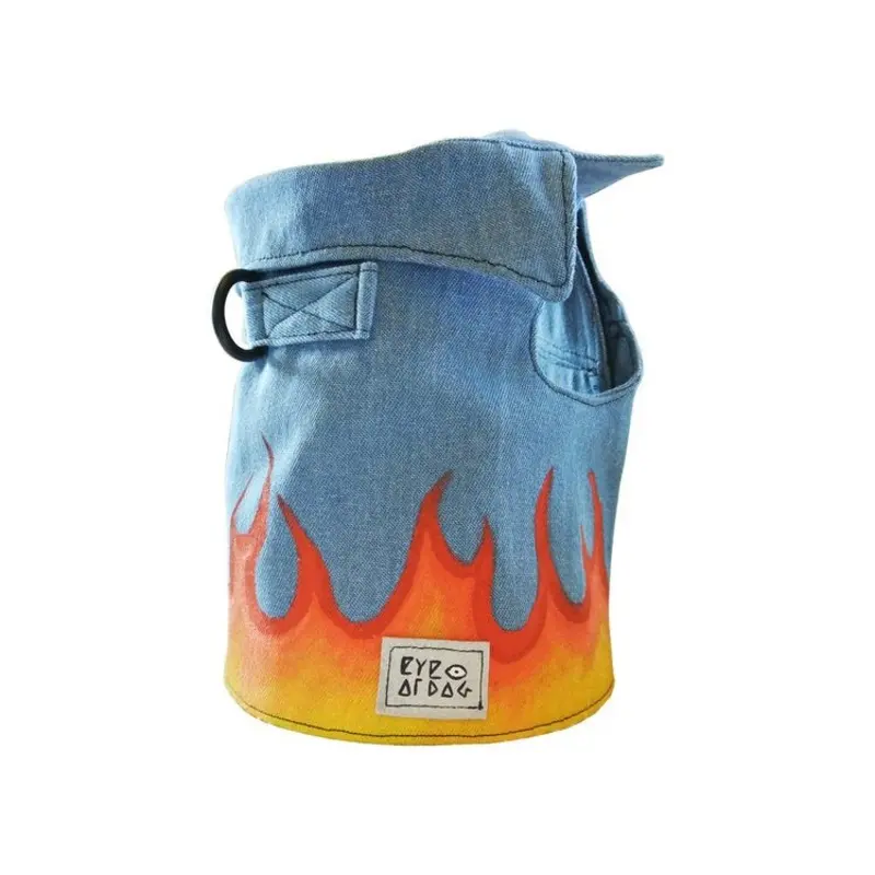 EYE OF DOG | Flames Vest in Blue Denim