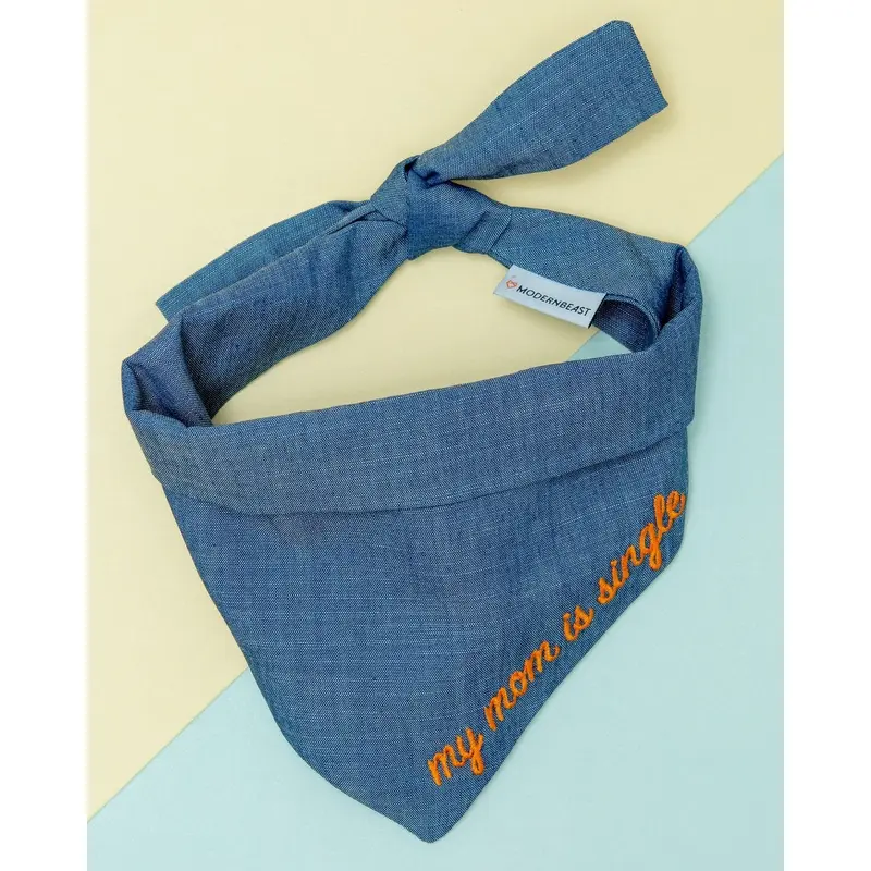 My Mom is Single Chambray Bandana (Made in the USA)