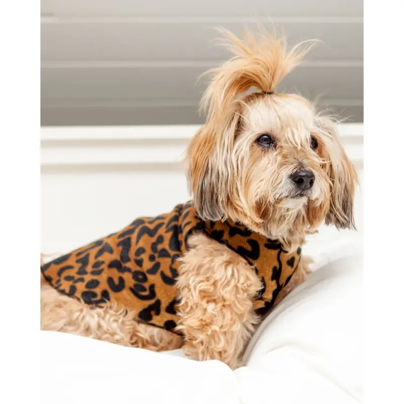 Stretch Fleece Pullover in Leopard Print