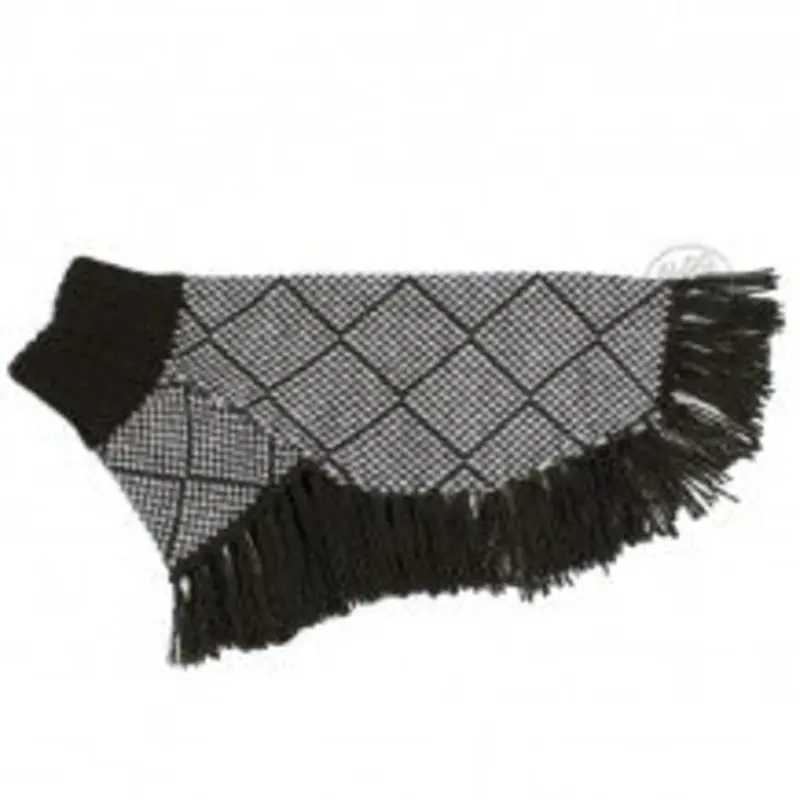 ALQO WASI | Diamond Sweater Poncho in Black + White