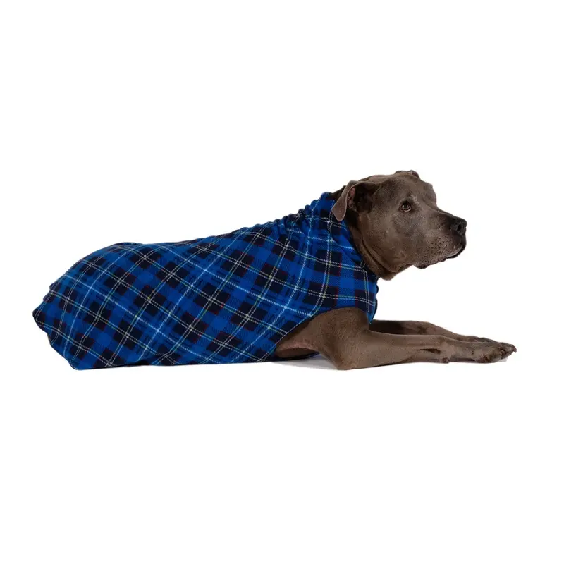 GOLD PAW | Stretch Fleece in Blue Plaid