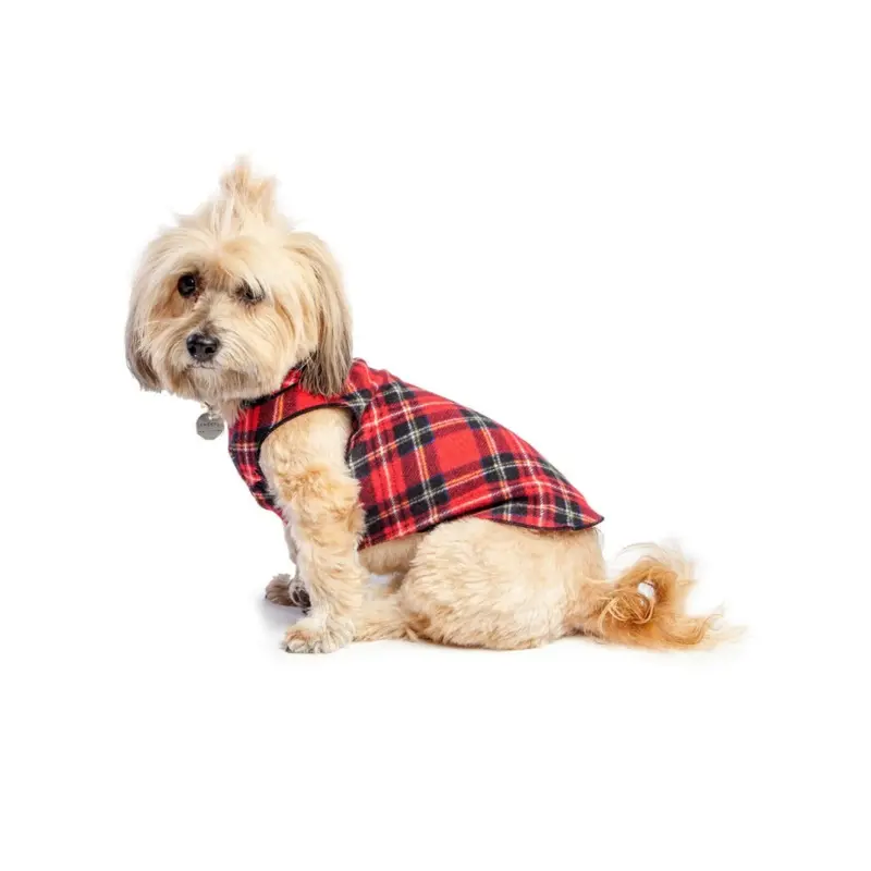 Stretch Fleece in Red Tartan Plaid (Made in the USA)