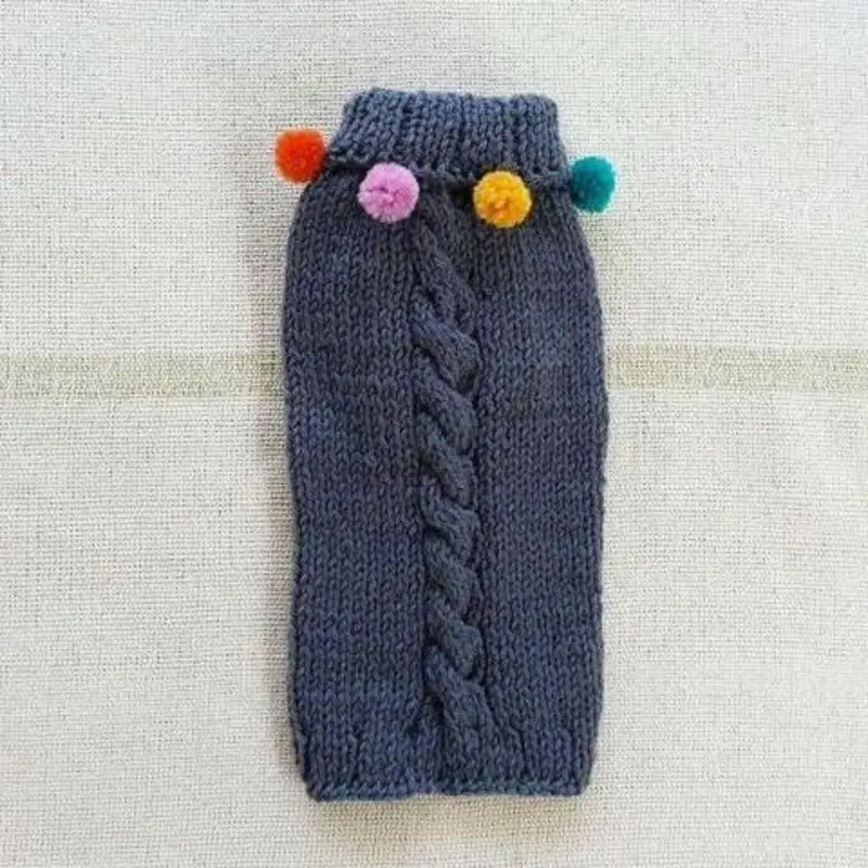 CASA LUNA | Cable Knit Pom-Pom Sweater in Charcoal Grey