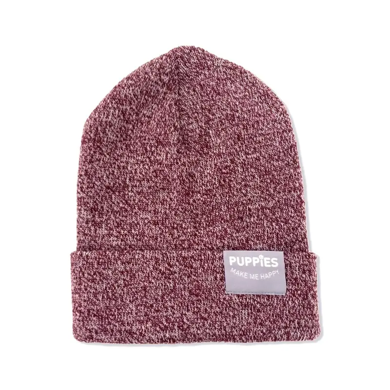 PUPPIES MAKE ME HAPPY | Marl Beanie in Burgundy
