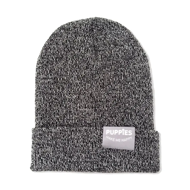 PUPPIES MAKE ME HAPPY | Marl Beanie in Zebra