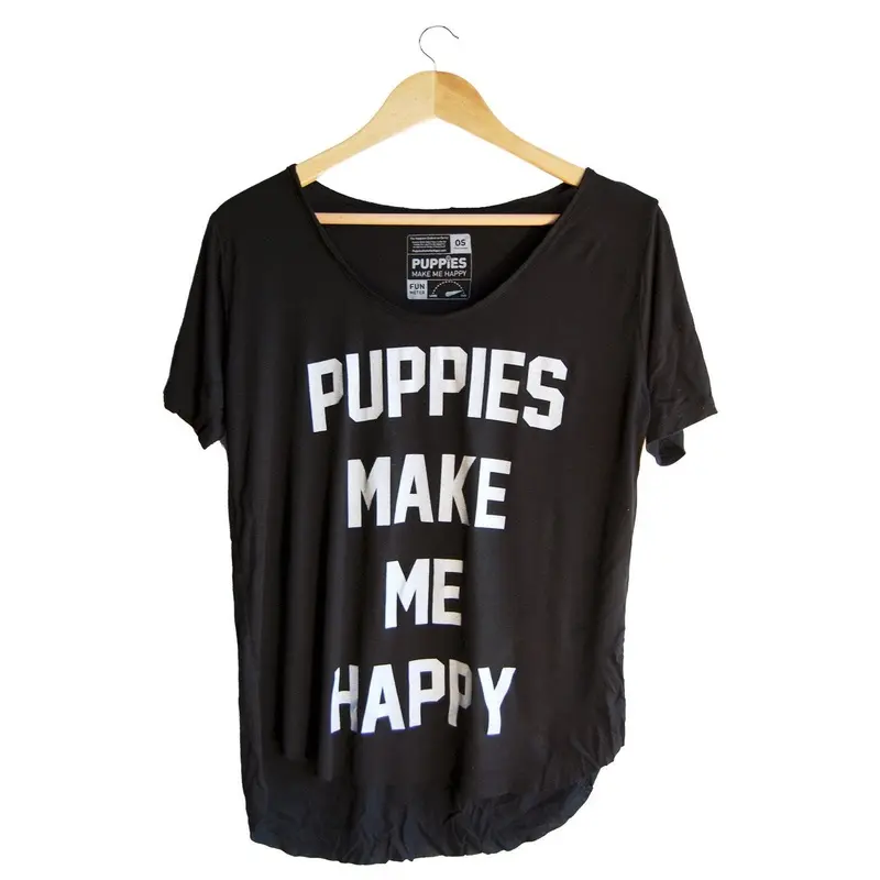 PUPPIES MAKE ME HAPPY | Puppies Make Me Happy Weekend Tee in Black