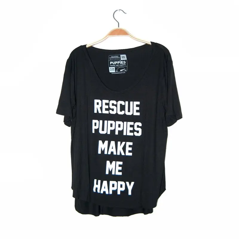 PUPPIES MAKE ME HAPPY | Rescue Puppies Make Me Happy Weekend Tee in Black