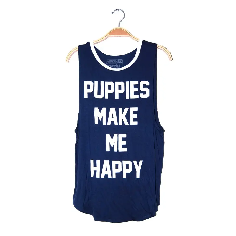 PUPPIES MAKE ME HAPPY | Sleeveless Title Tee Midnight