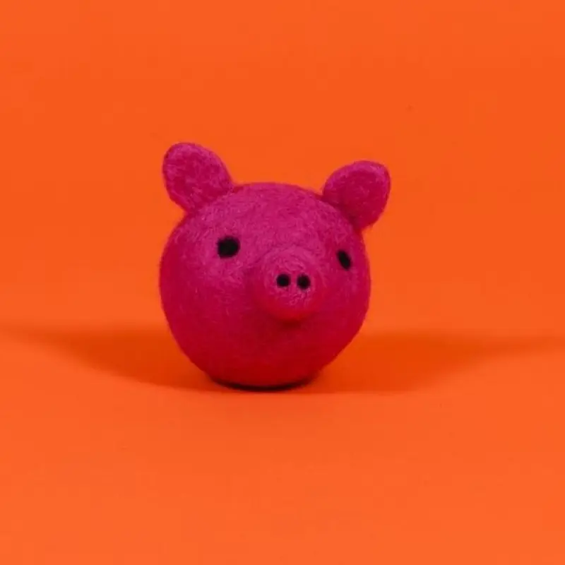 WARE of the DOG | Boiled Wool Pig Face Ball Toy
