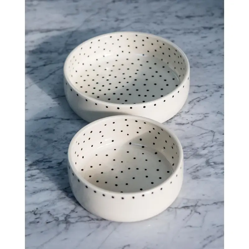 Dots Dog Bowl in Black + White (Dog & Co. Exclusive)