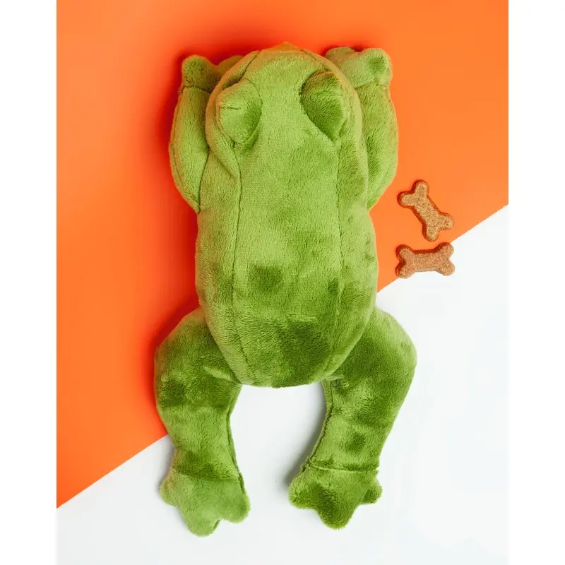 Olive Frog Squeaky Plush Dog Toy