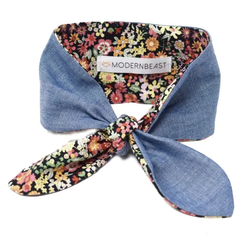 MODERN BEAST | Chambray Neck Tie in Black Floral