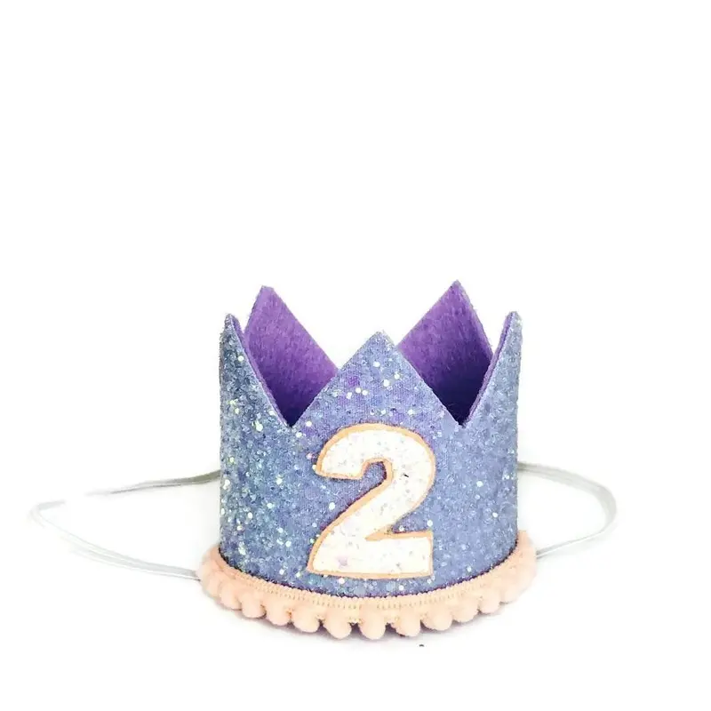 BUSTER'S PARTY SHOP | Lilac Glitter Crown with Peach Trim