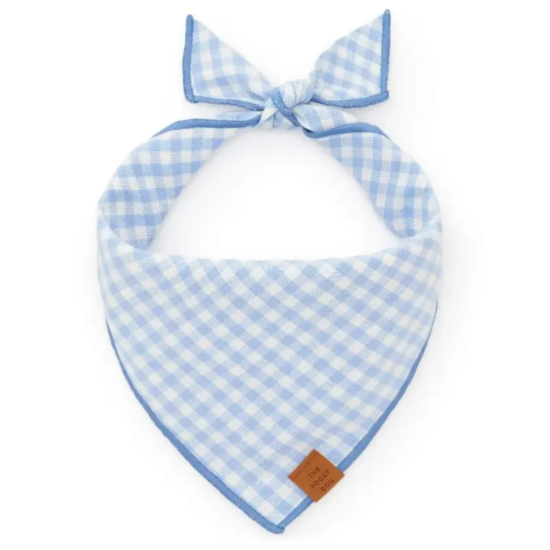 Sky Blue Gingham Spring Dog Bandana (Made in the USA)