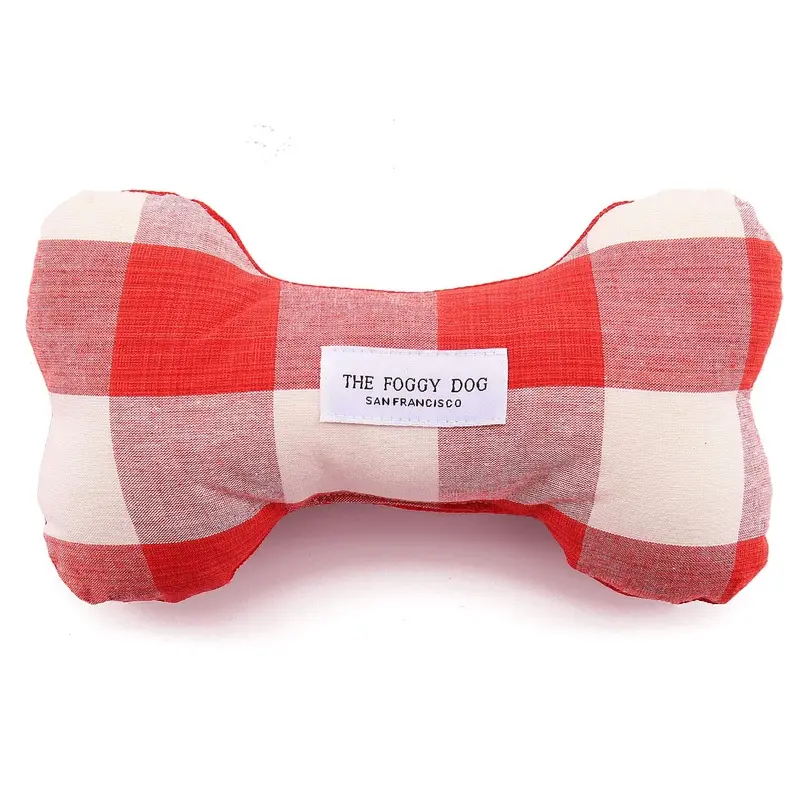 THE FOGGY DOG | Red Gingham Dog Bone Toy