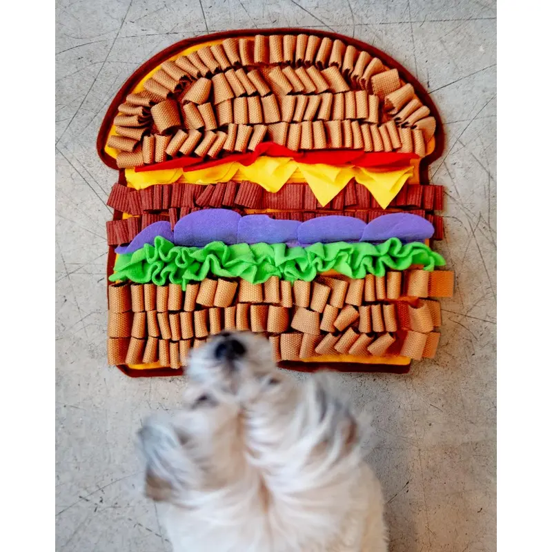 Juicy Hamburger Interactive Snuffle Dog Toy