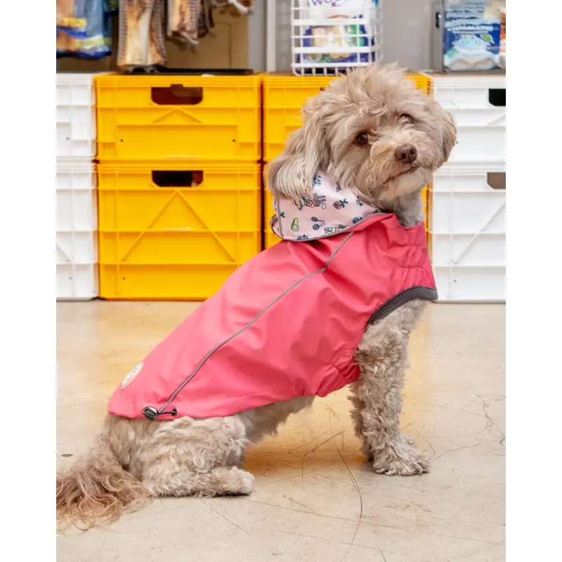 Reversible Waterproof Dog Raincoat in Pink